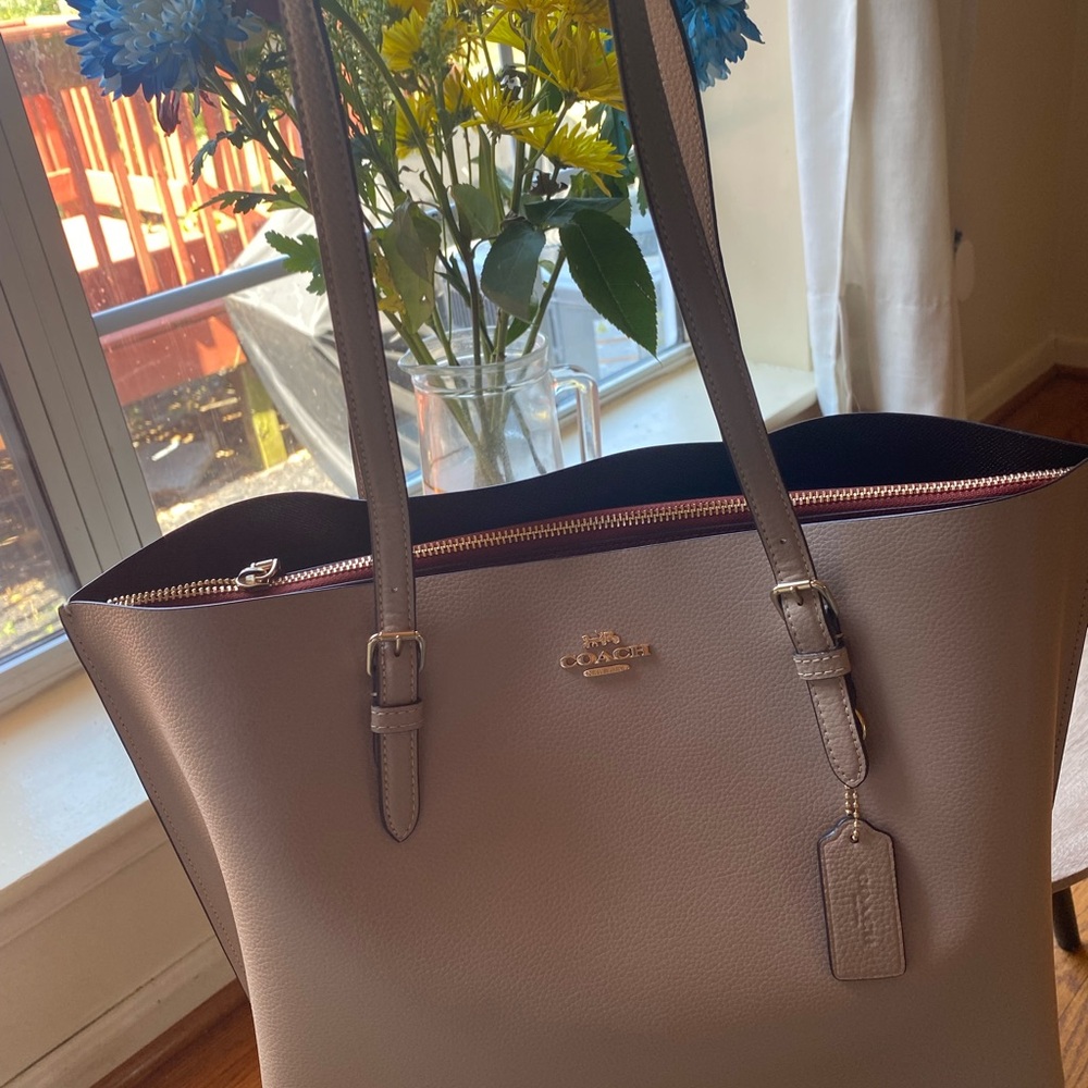 Coach beige or tan color Leather Tote Bag